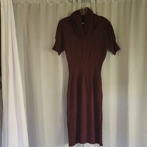 Elegant Burgundy Knit Midi Dress